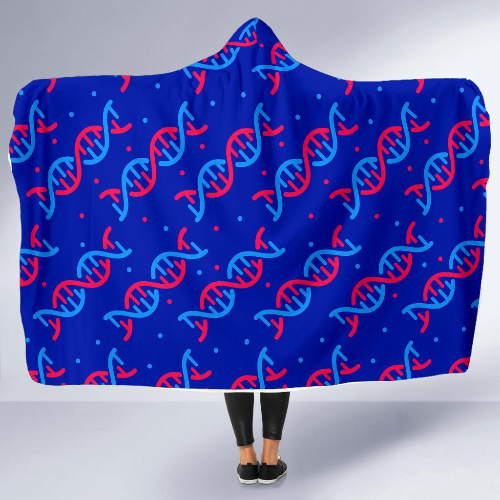 Dna Pattern Print Hooded Blanket-grizzshop