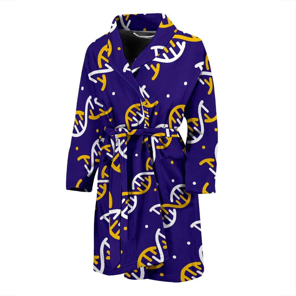 Dna Print Pattern Men Long Robe-grizzshop