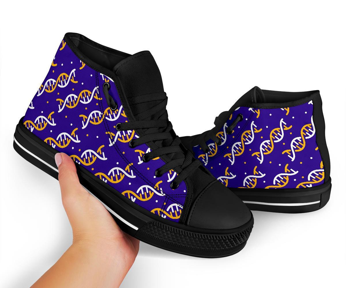 Dna Print Pattern Men Women's High Top Shoes-grizzshop