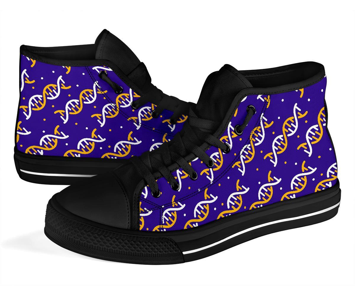 Dna Print Pattern Men Women's High Top Shoes-grizzshop