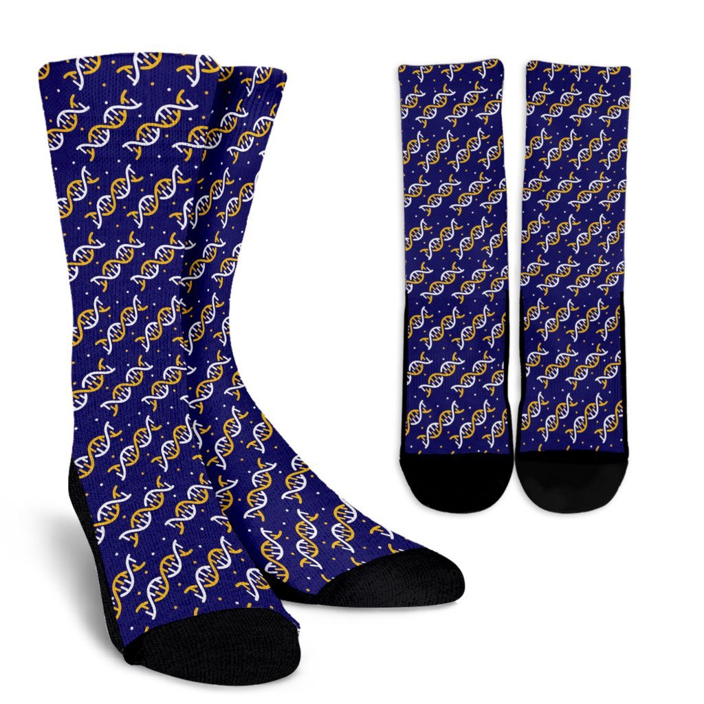 Dna Print Pattern Unisex Crew Socks-grizzshop