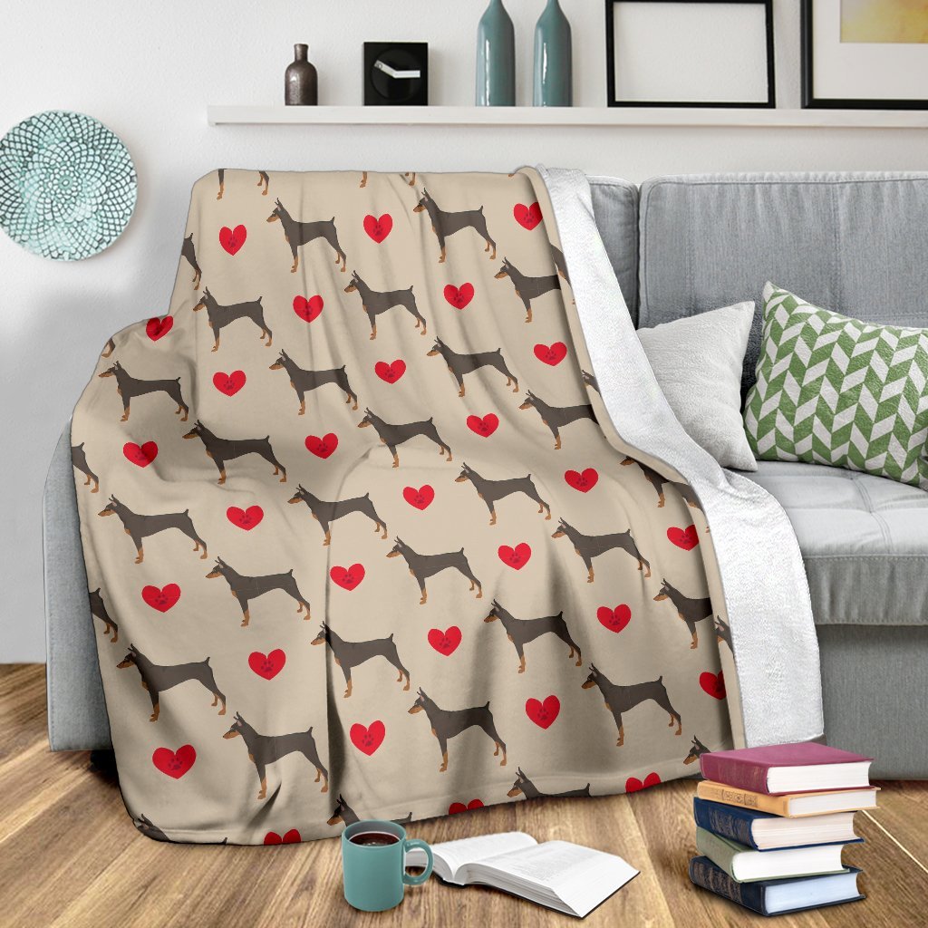 Doberman Dog Pattern Print Blanket-grizzshop