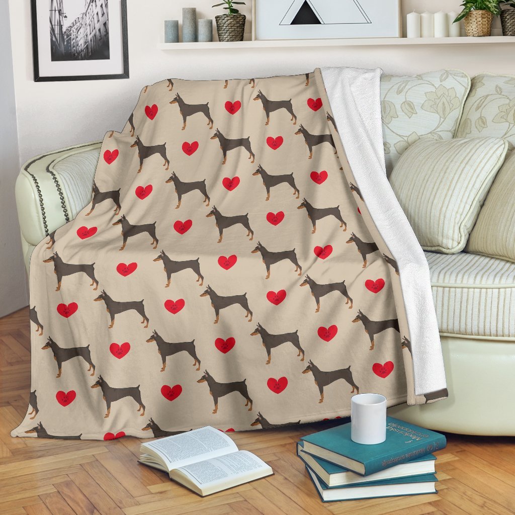 Doberman Dog Pattern Print Blanket-grizzshop