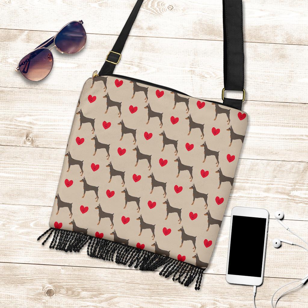 Doberman Dog Pattern Print Crossbody Bags-grizzshop