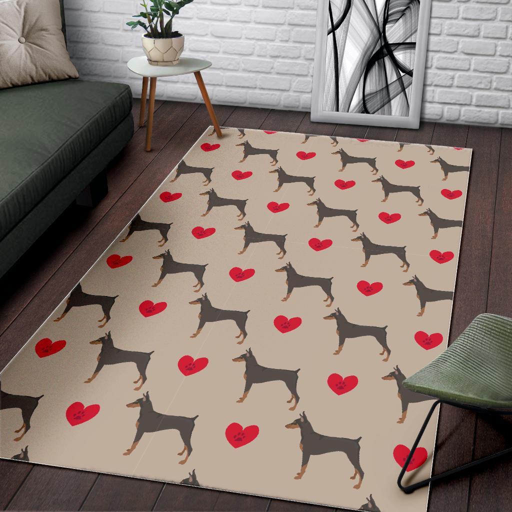 Doberman Dog Pattern Print Floor Mat-grizzshop