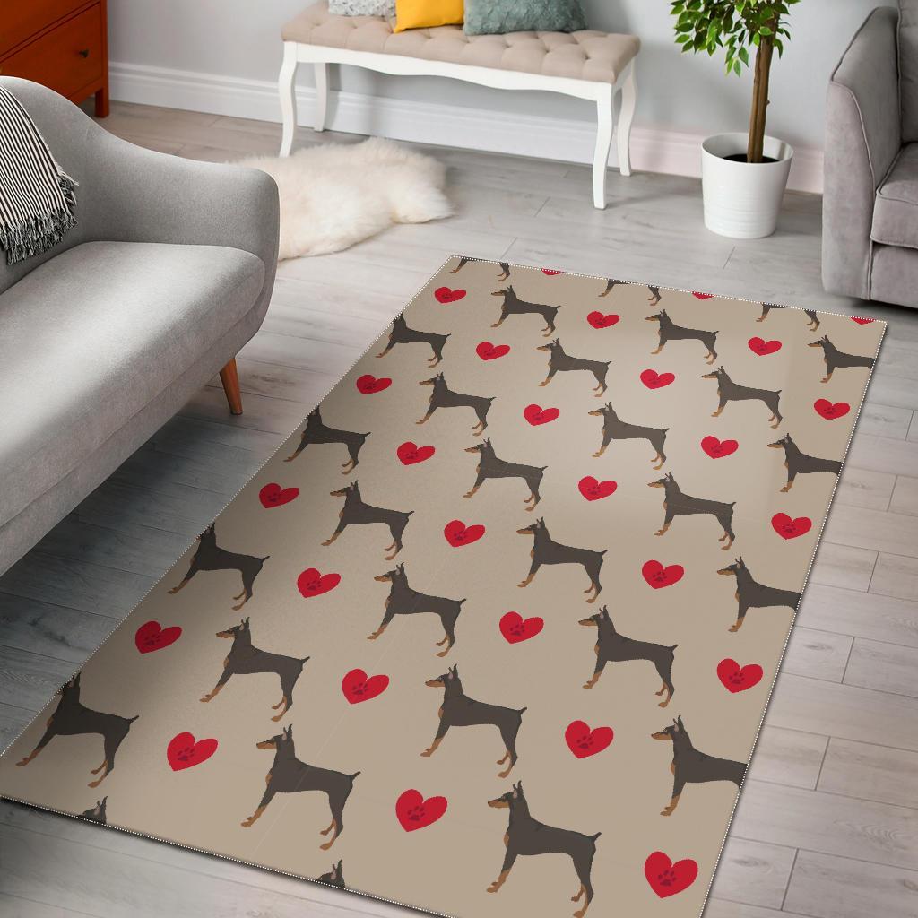 Doberman Dog Pattern Print Floor Mat-grizzshop