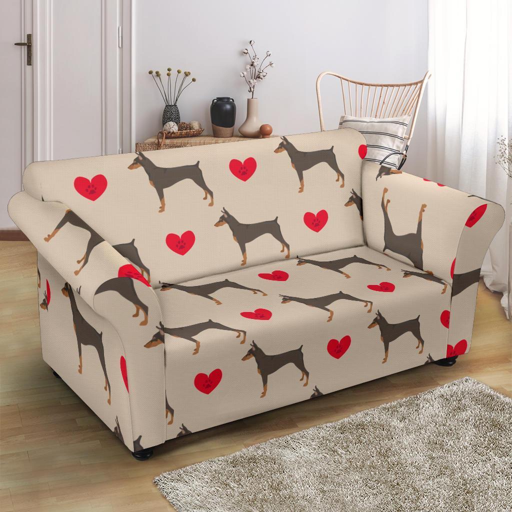 Doberman Dog Pattern Print Loveseat Cover-grizzshop