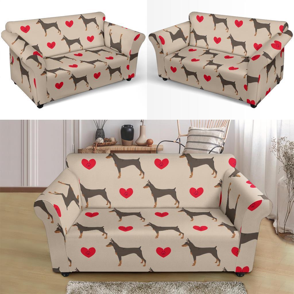 Doberman Dog Pattern Print Loveseat Cover-grizzshop