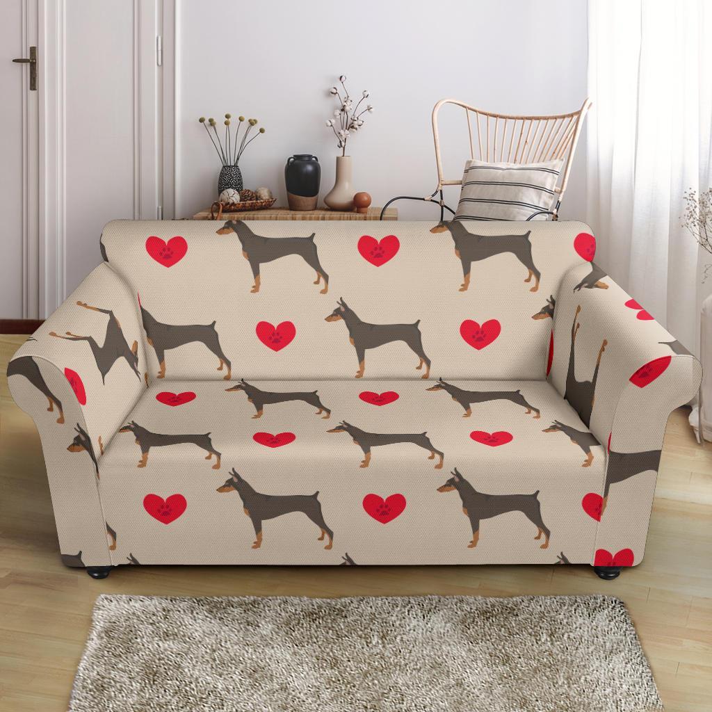 Doberman Dog Pattern Print Loveseat Cover-grizzshop