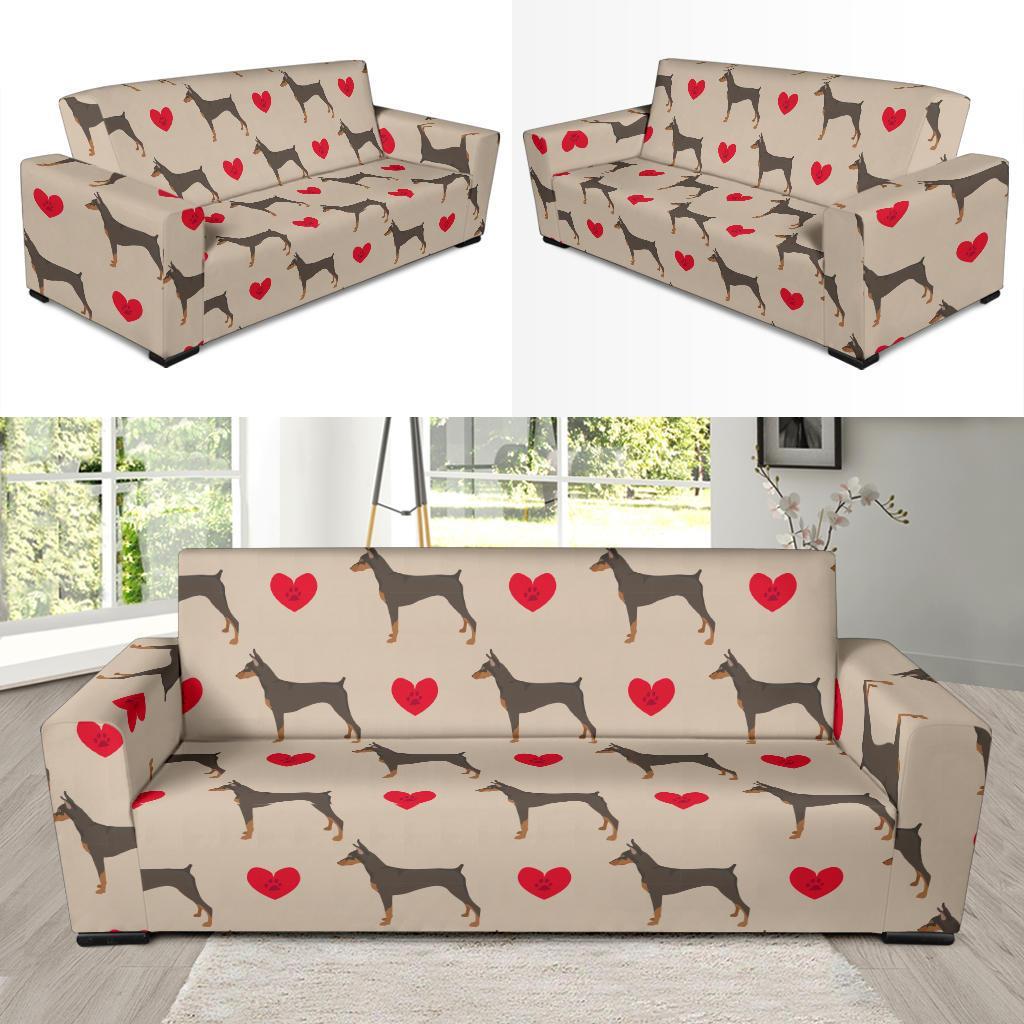 Doberman Dog Pattern Print Sofa Covers-grizzshop