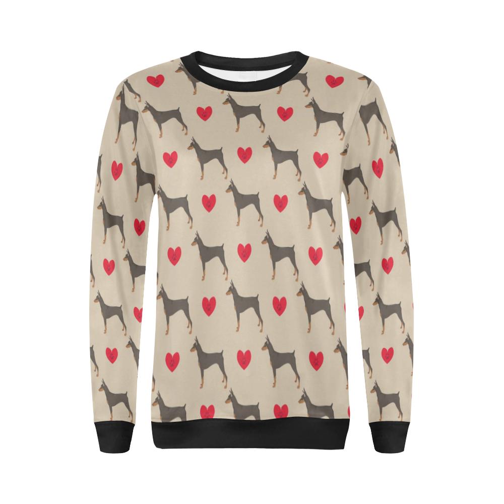 Doberman Dog Pattern Print Women Crewneck Sweatshirt-grizzshop