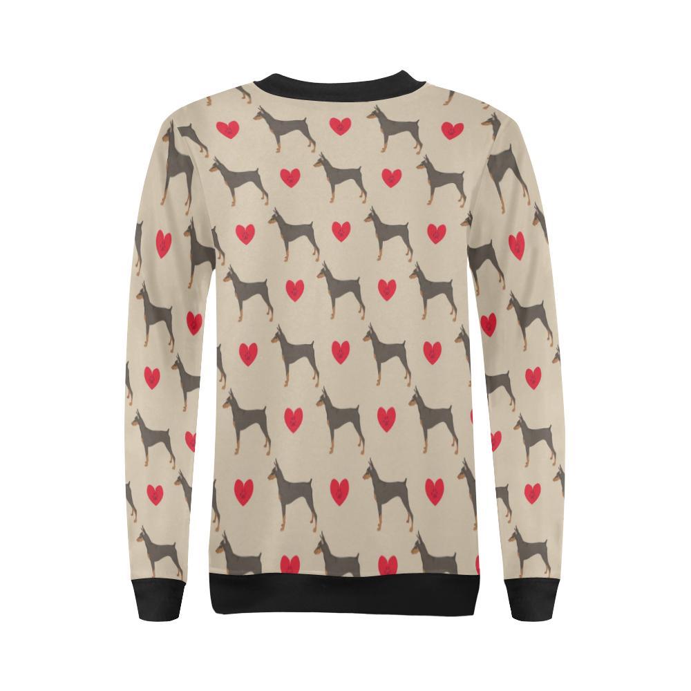 Doberman Dog Pattern Print Women Crewneck Sweatshirt-grizzshop