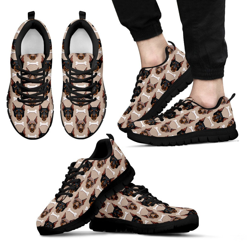 Doberman Dog Print Pattern Black Sneaker Shoes For Men Women-grizzshop