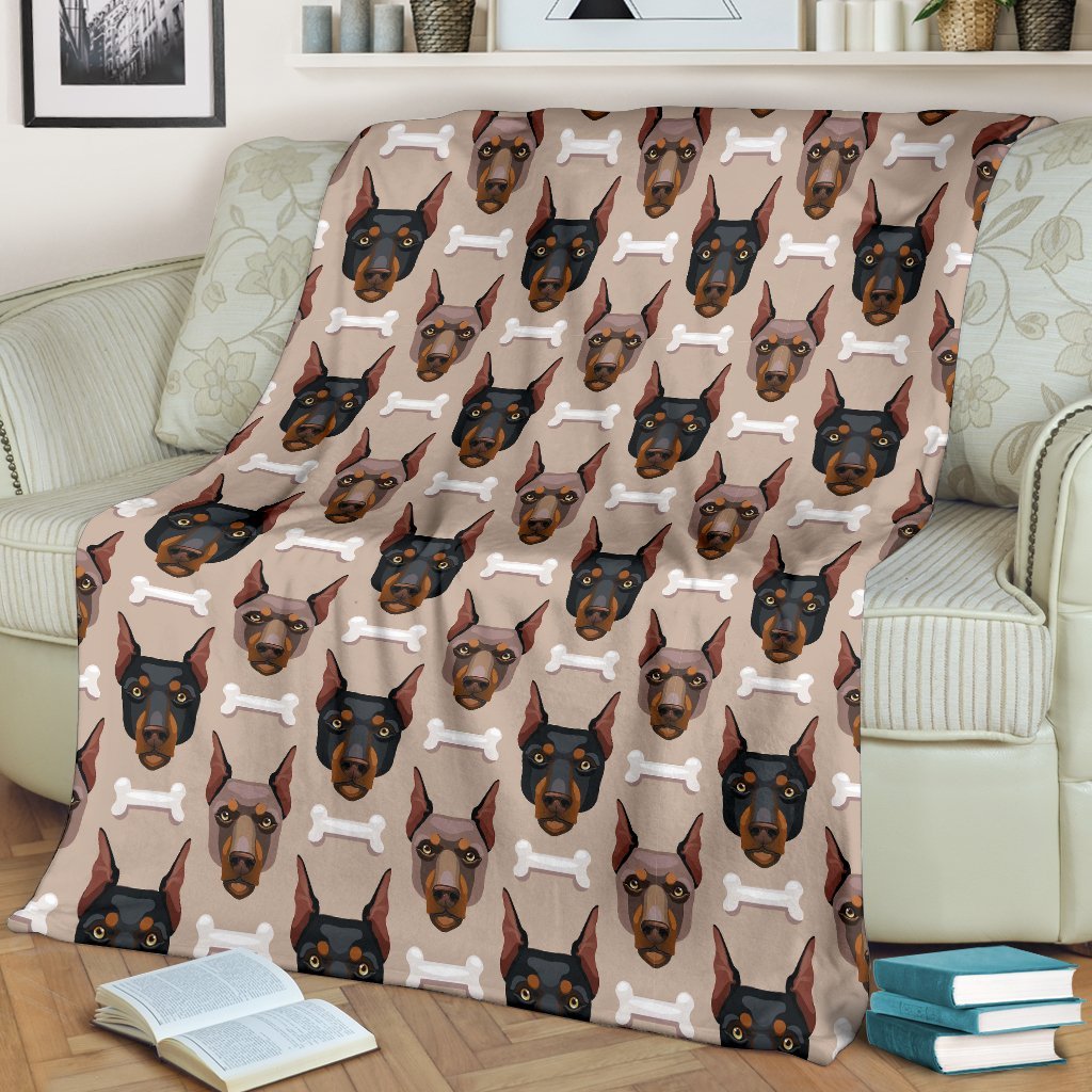 Doberman Dog Print Pattern Blanket-grizzshop