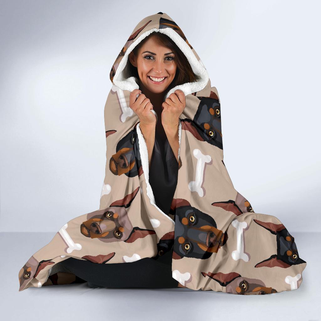 Doberman Dog Print Pattern Hooded Blanket-grizzshop