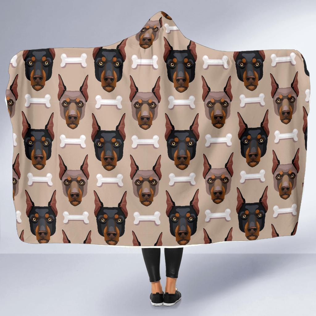 Doberman Dog Print Pattern Hooded Blanket-grizzshop