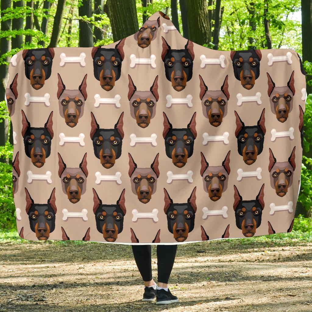 Doberman Dog Print Pattern Hooded Blanket-grizzshop