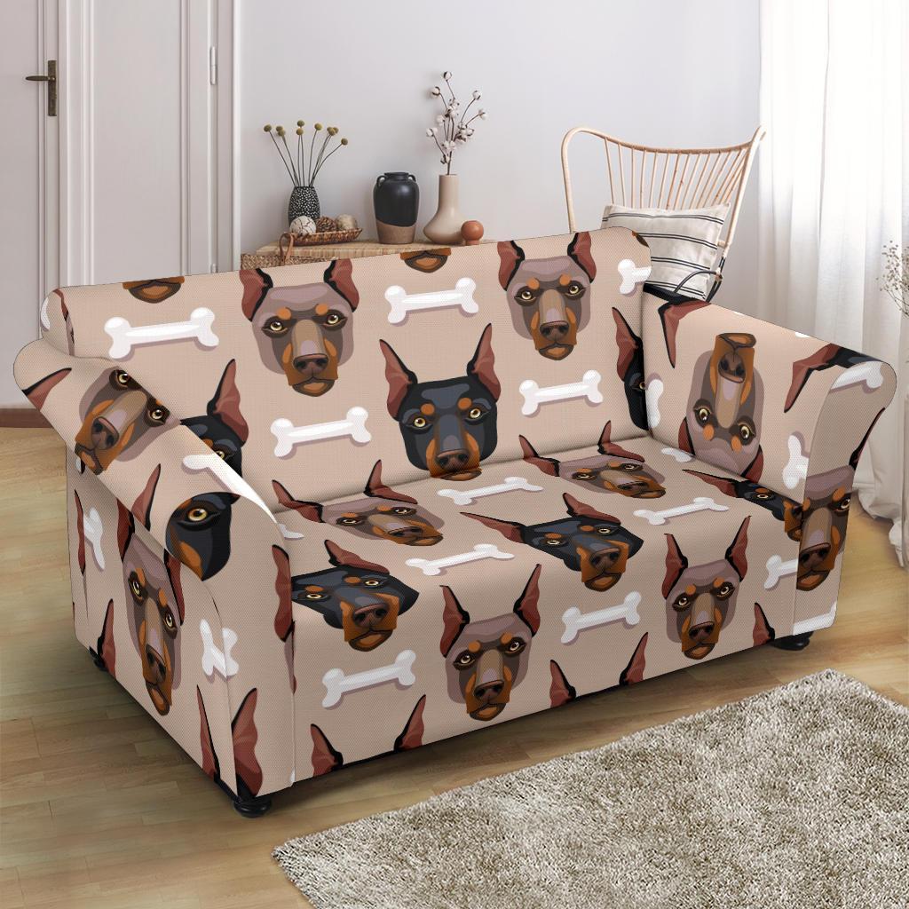 Doberman Dog Print Pattern Loveseat Cover-grizzshop