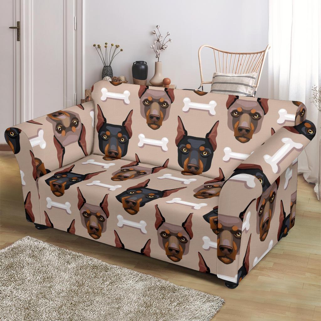 Doberman Dog Print Pattern Loveseat Cover-grizzshop