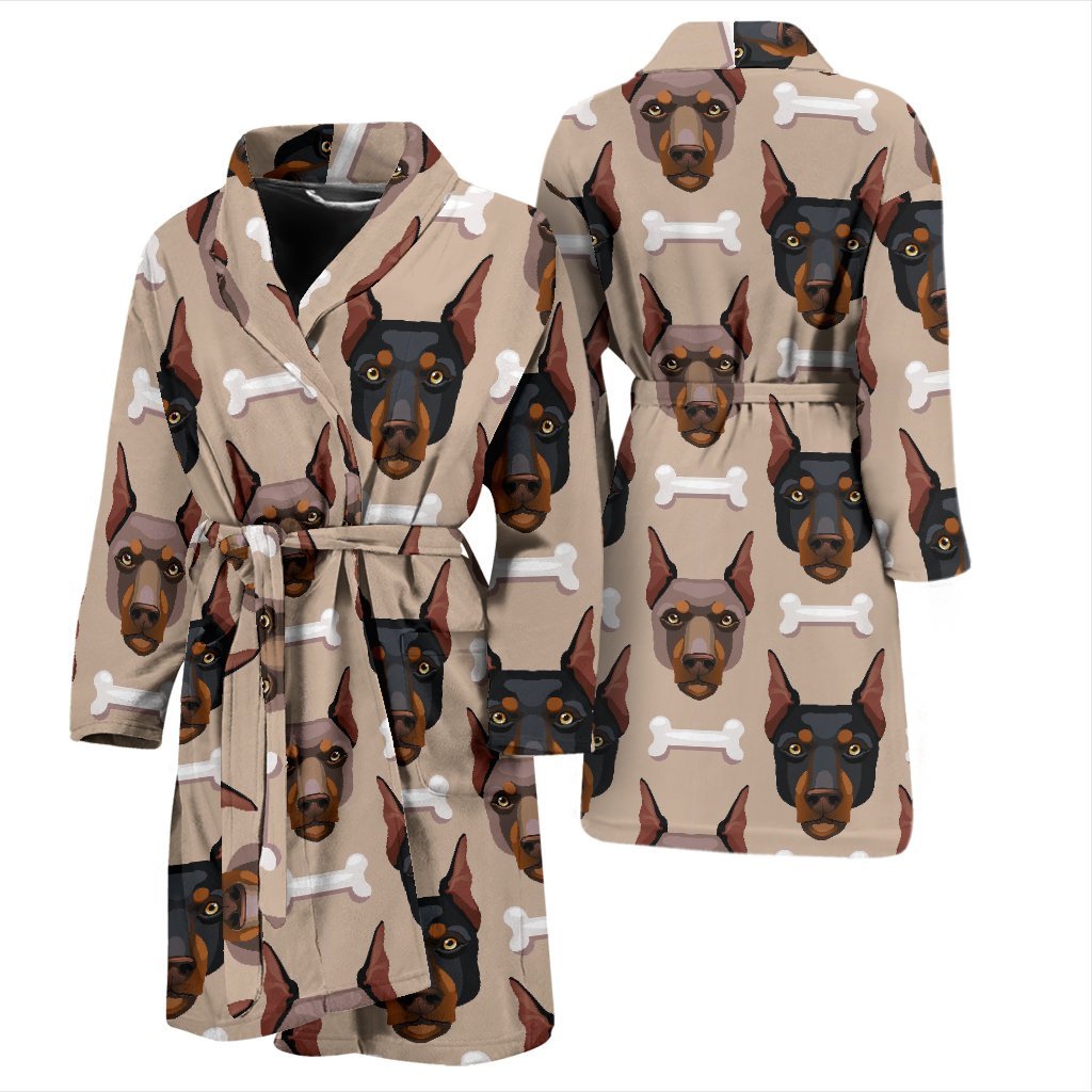 Doberman Dog Print Pattern Men Long Robe-grizzshop