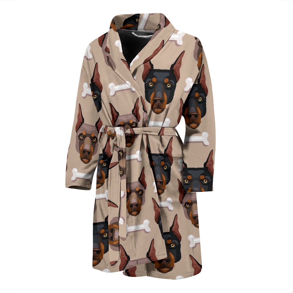 Doberman Dog Print Pattern Men Long Robe-grizzshop