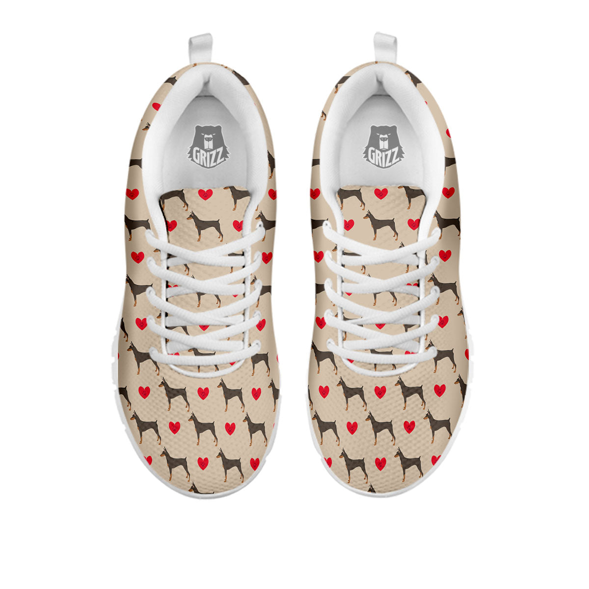 Dobermann Heart Print Pattern White Sneaker-grizzshop