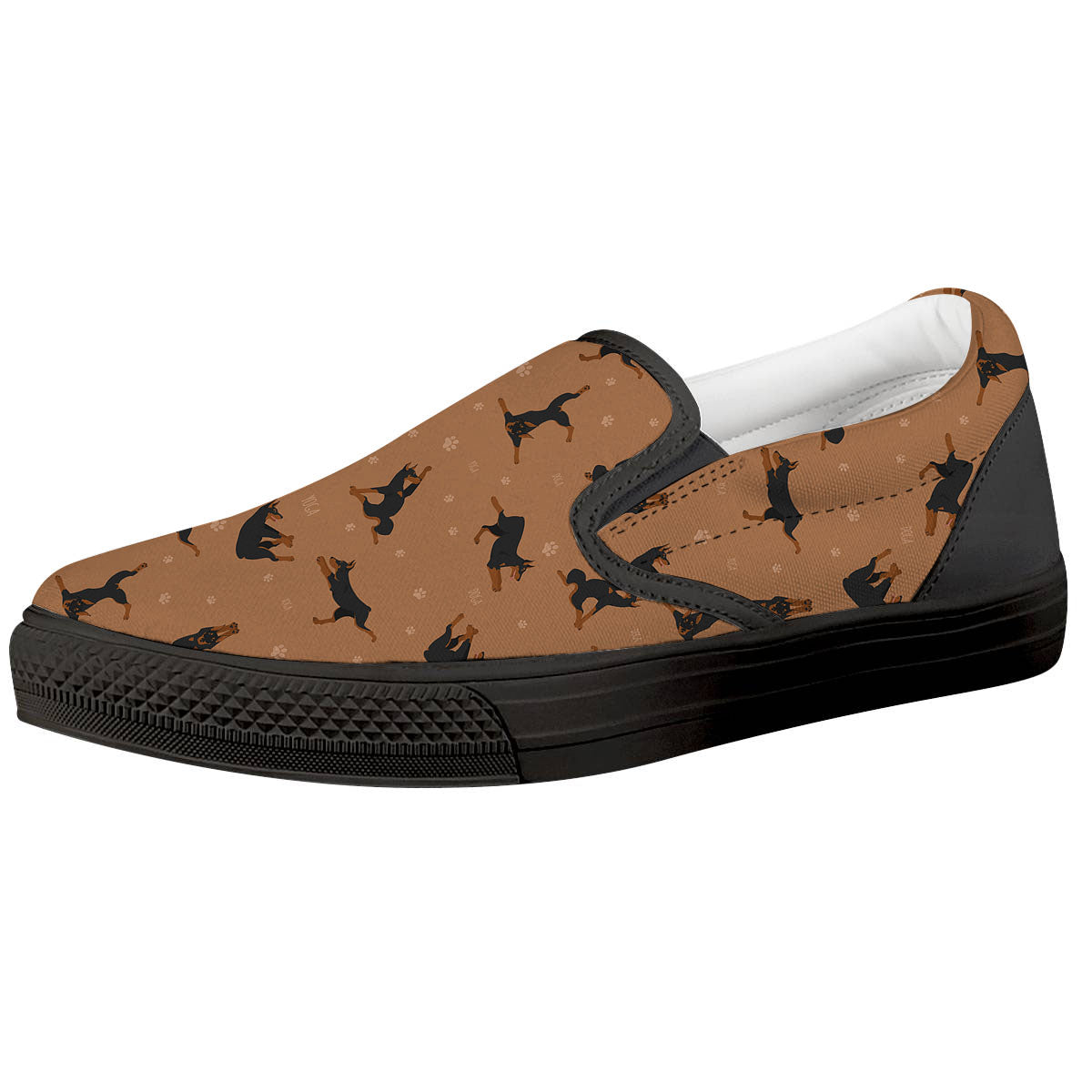 Dobermann Print Pattern Black Slip On Shoes-grizzshop