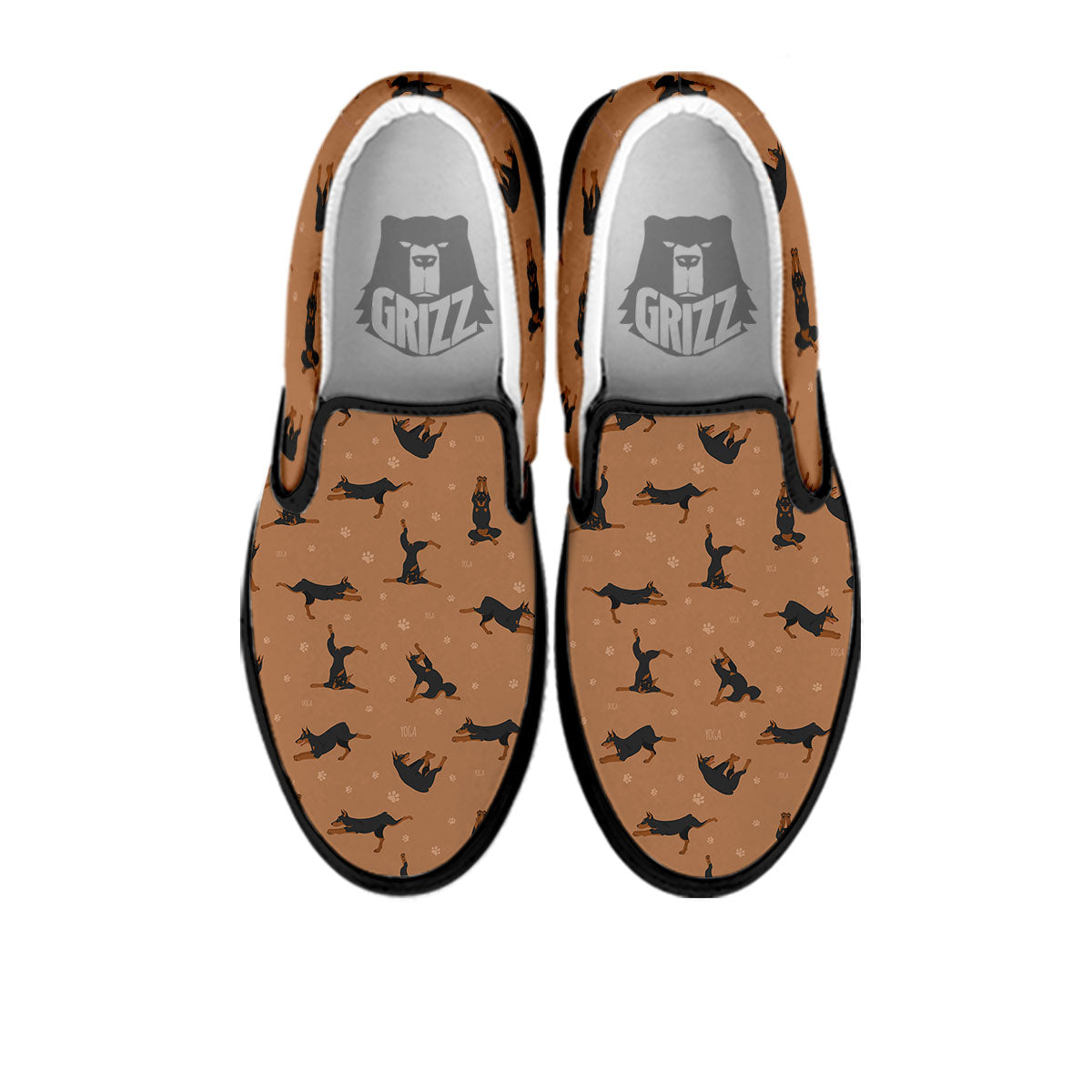 Dobermann Print Pattern Black Slip On Shoes-grizzshop