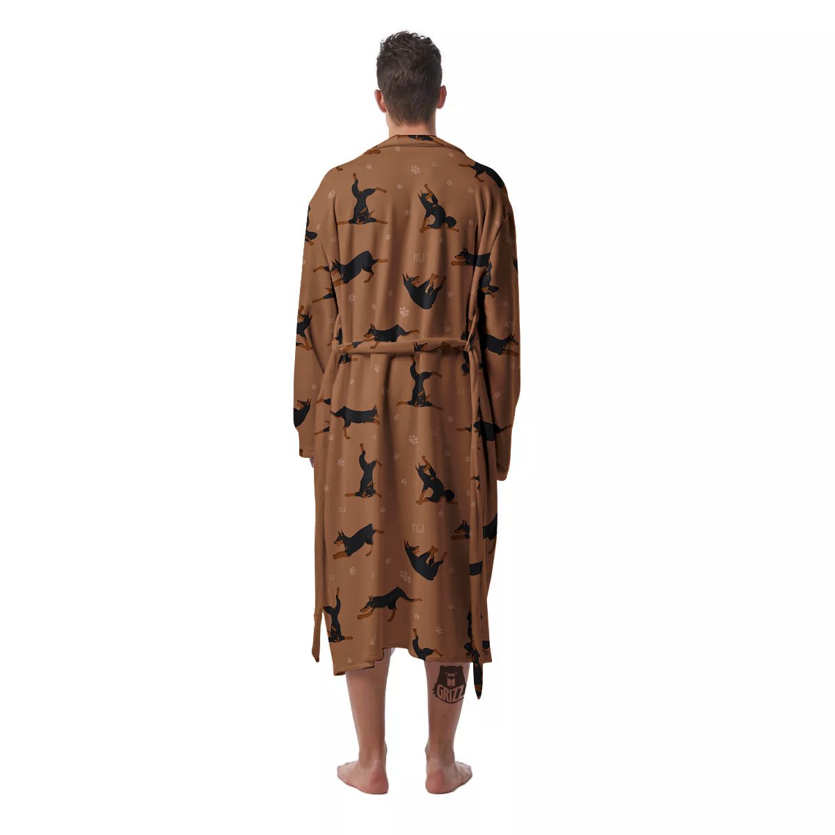 Dobermann Print Pattern Men's Robe-grizzshop