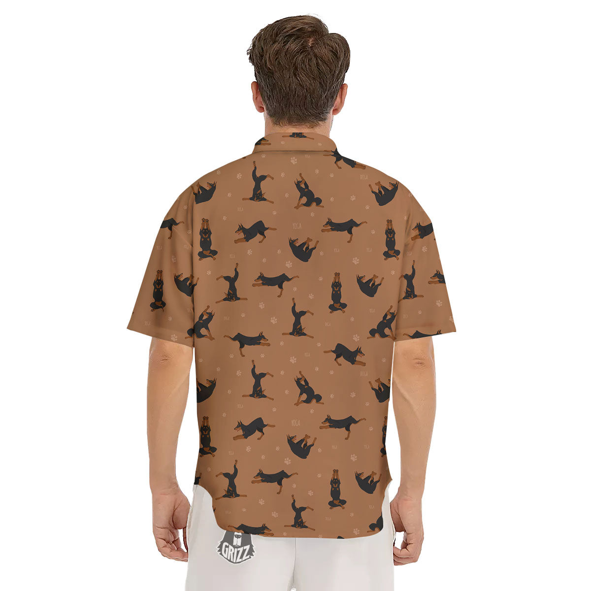 Dobermann Print Pattern Men's Short Sleeve Shirts-grizzshop