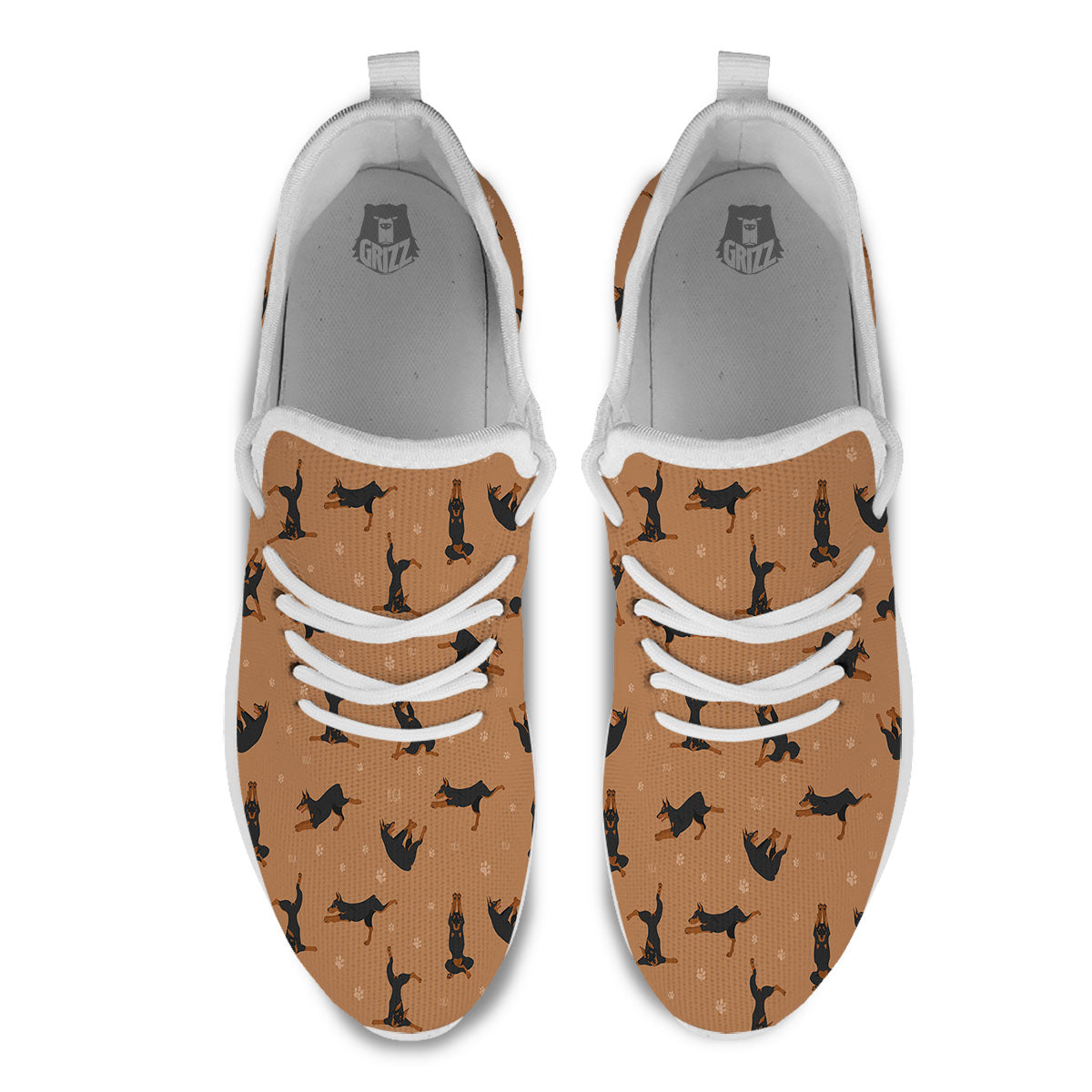 Dobermann Print Pattern White Athletic Shoes-grizzshop