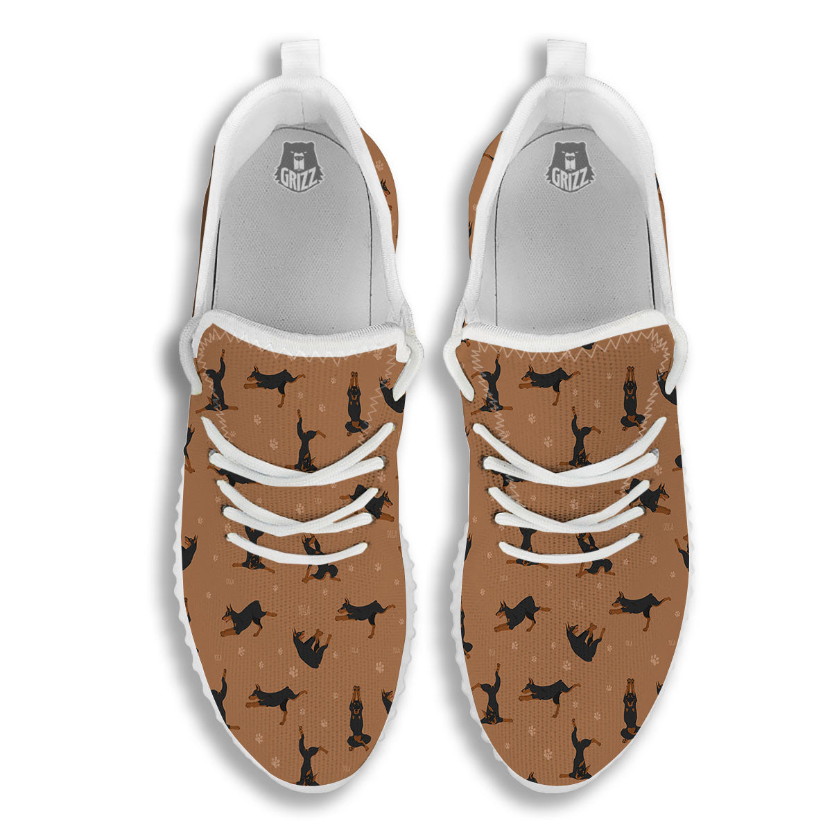 Dobermann Print Pattern White Walking Shoes-grizzshop