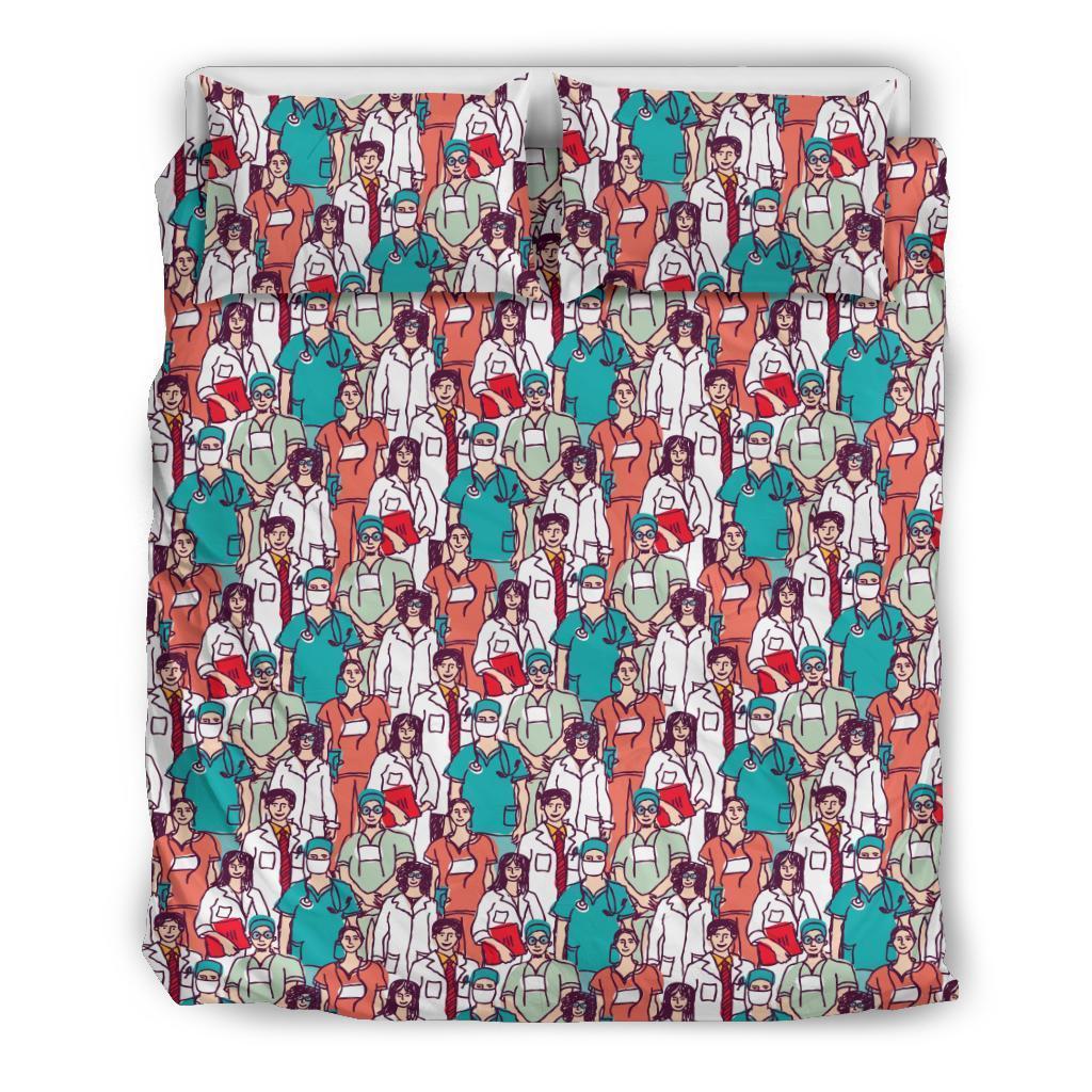 Docter Nurse Pattern Print Duvet Cover Bedding Set-grizzshop