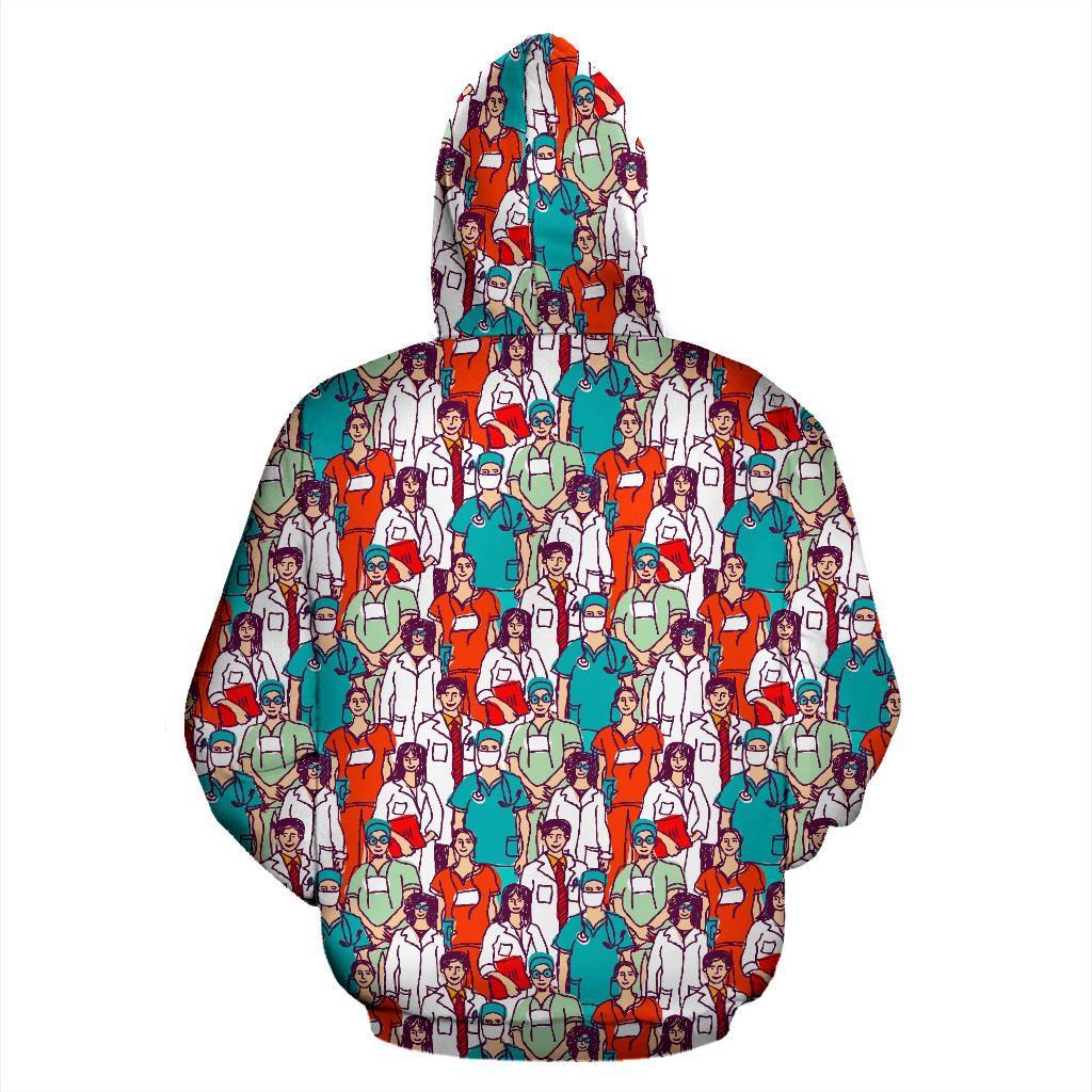 Docter Nurse Pattern Print Men Women Pullover Hoodie-grizzshop