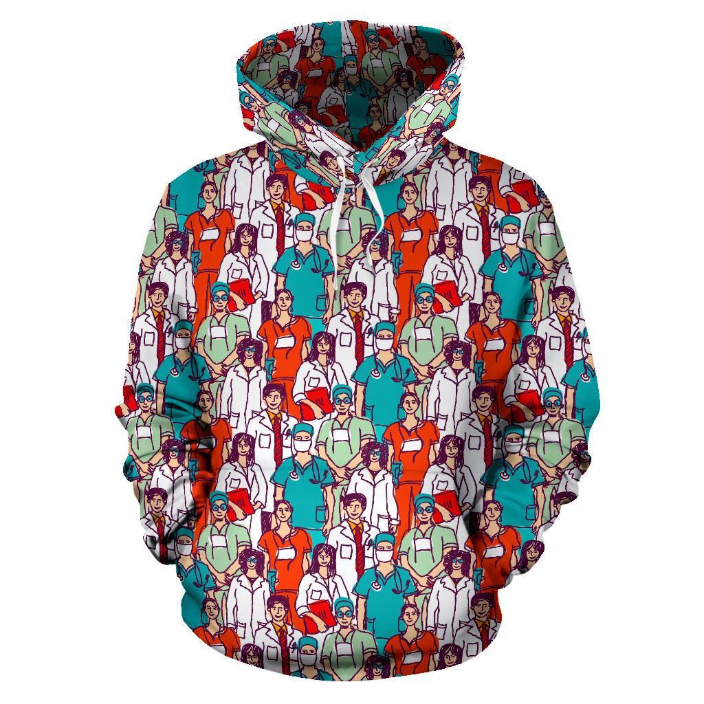 Docter Nurse Pattern Print Men Women Pullover Hoodie-grizzshop