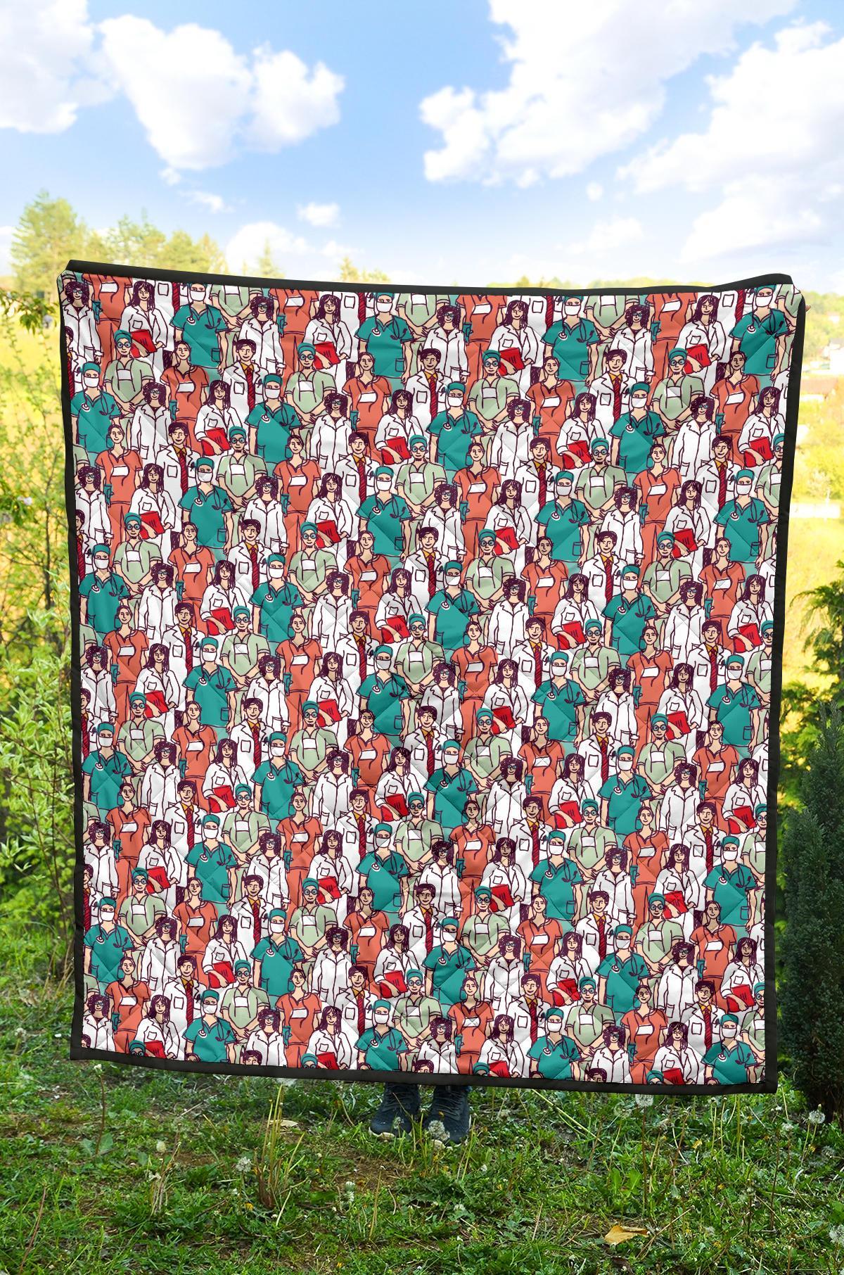 Docter Nurse Pattern Print Quilt-grizzshop