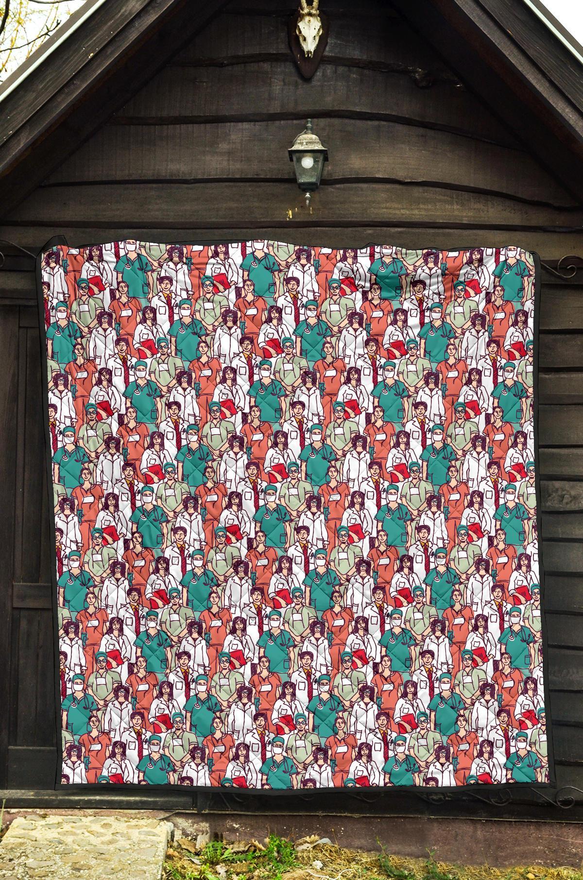 Docter Nurse Pattern Print Quilt-grizzshop