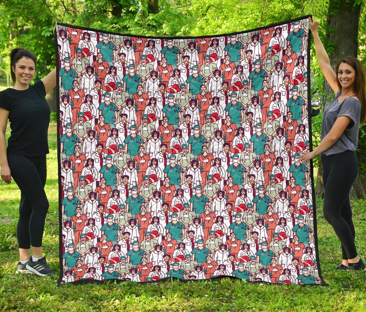 Docter Nurse Pattern Print Quilt-grizzshop