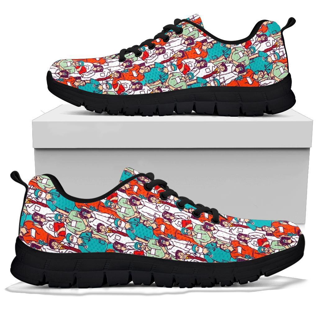 Docter Nurse Pattern Print Sneaker Shoes For Men Women-grizzshop