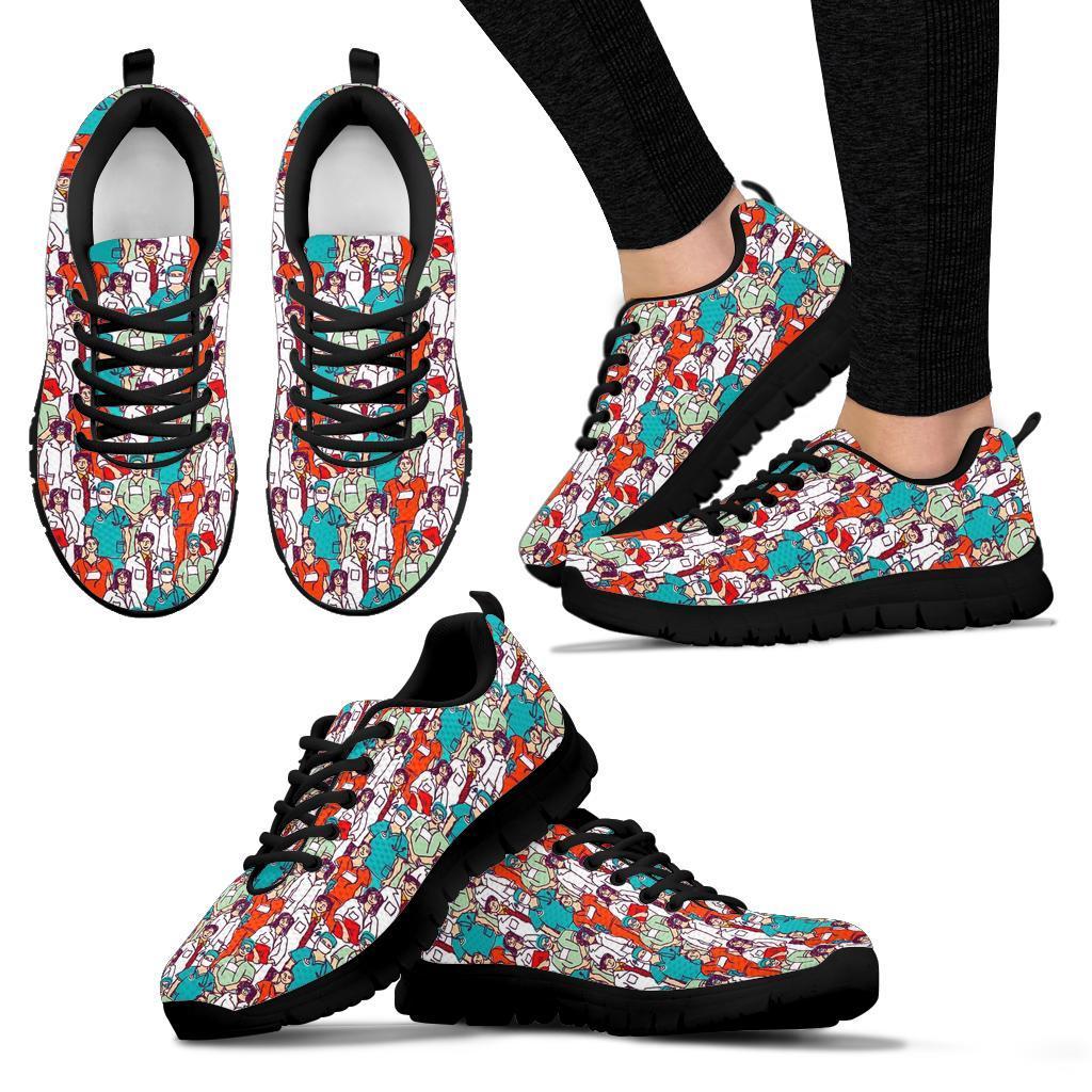 Docter Nurse Pattern Print Sneaker Shoes For Men Women-grizzshop