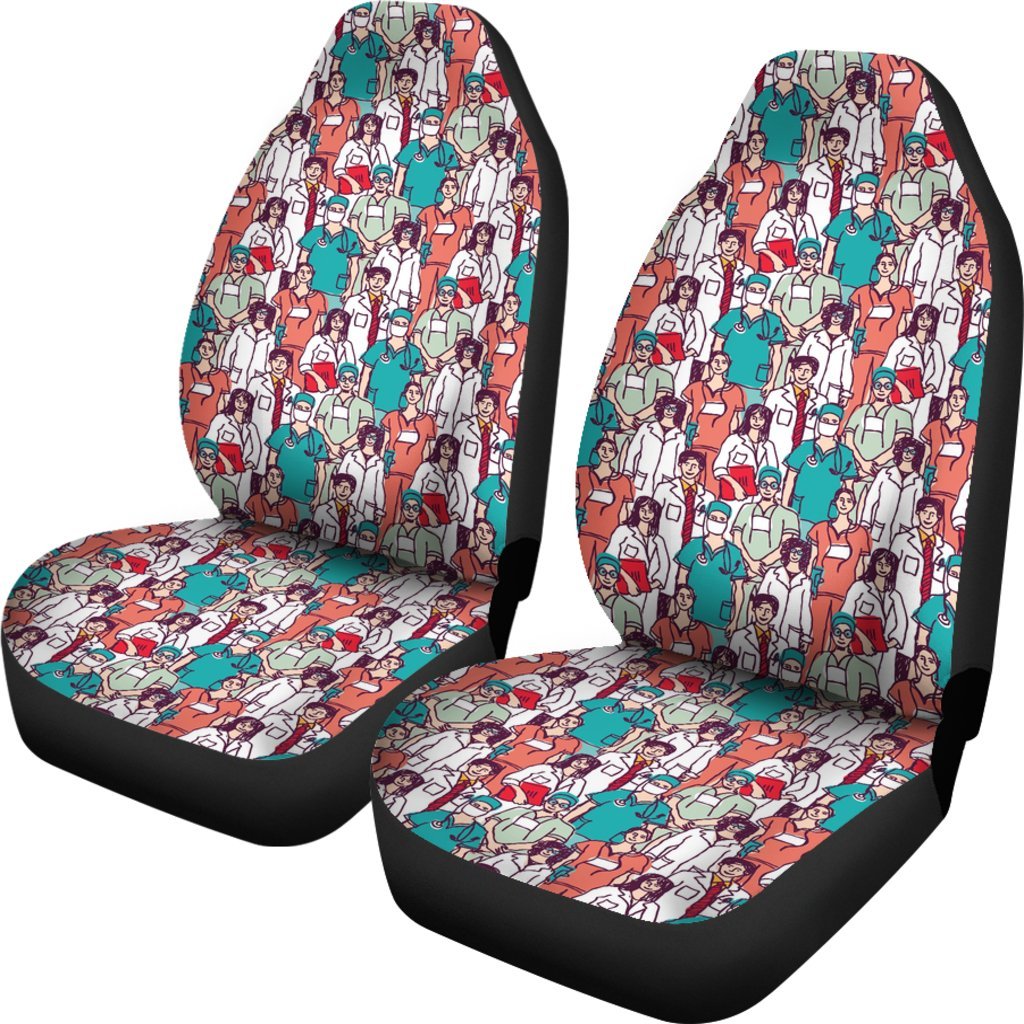 Docter Nurse Pattern Print Universal Fit Car Seat Covers-grizzshop