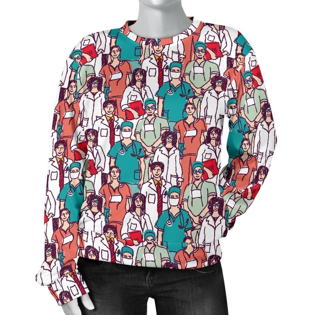 Docter Nurse Pattern Print Women's Sweatshirt-grizzshop