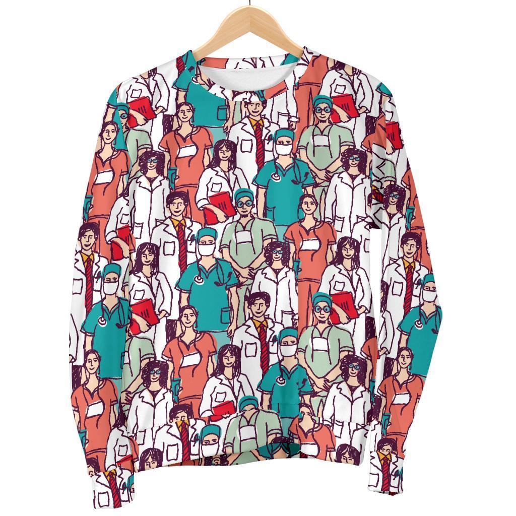 Docter Nurse Pattern Print Women's Sweatshirt-grizzshop