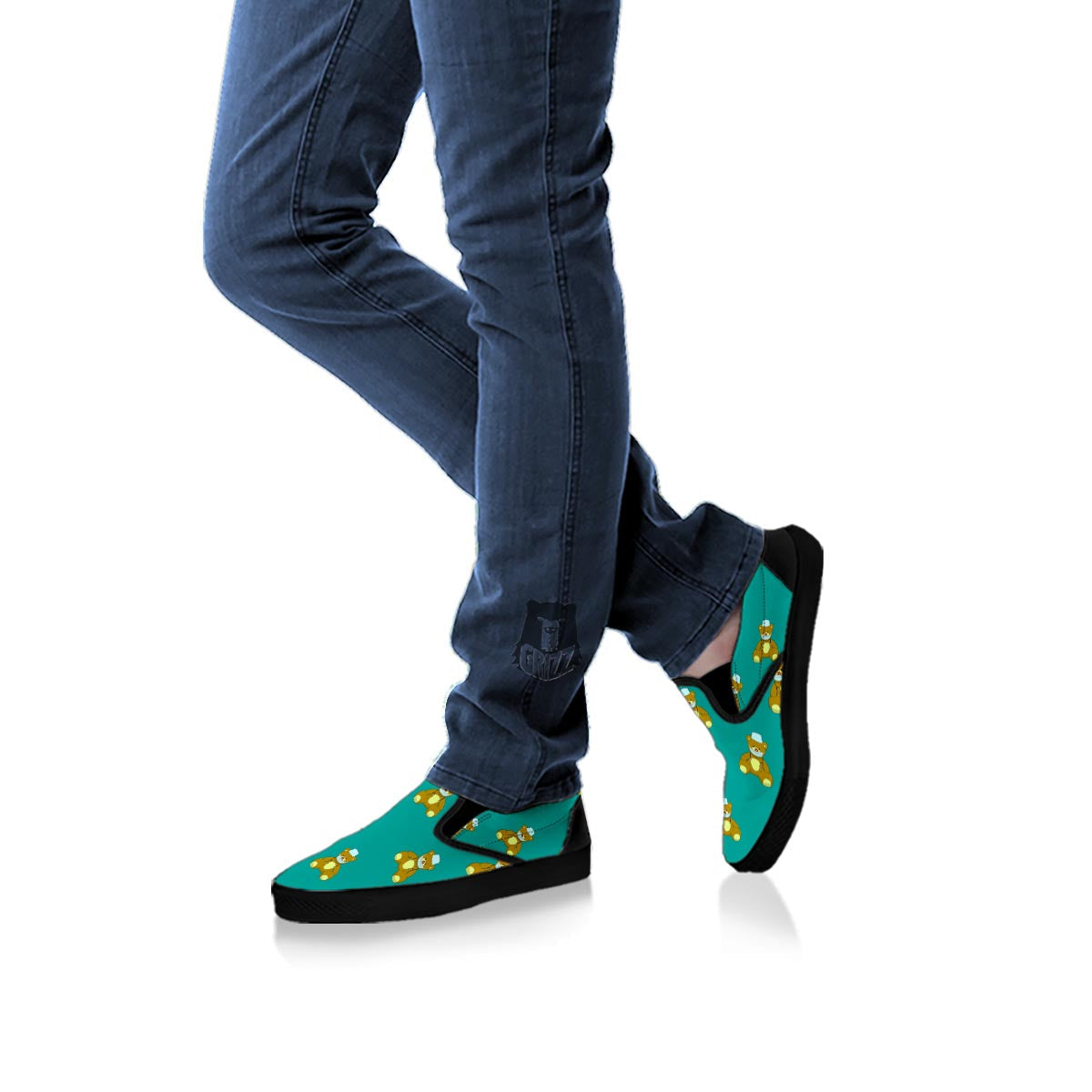 Doctor Teddy Bear Print Pattern Black Slip On Shoes-grizzshop