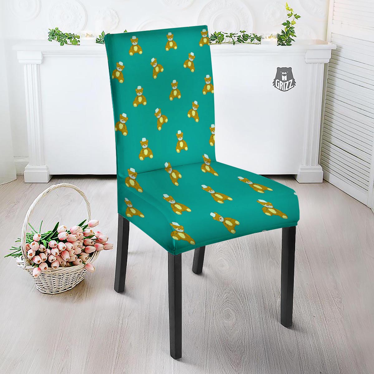 Doctor Teddy Bear Print Pattern Dining Chair Slipcover-grizzshop