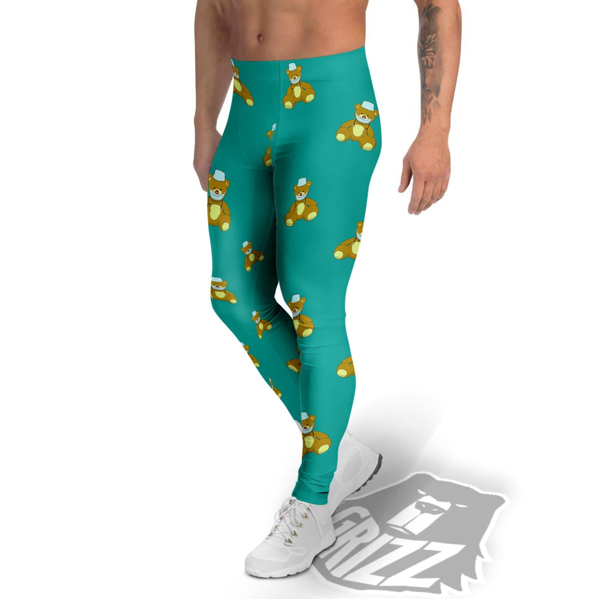 Doctor Teddy Bear Print Pattern Men's Leggings-grizzshop