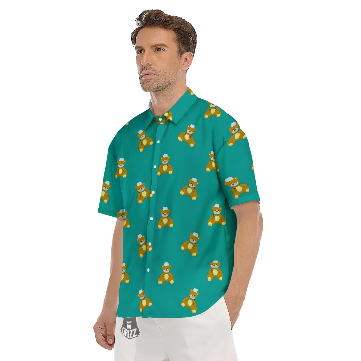 Doctor Teddy Bear Print Pattern Men's Short Sleeve Shirts-grizzshop