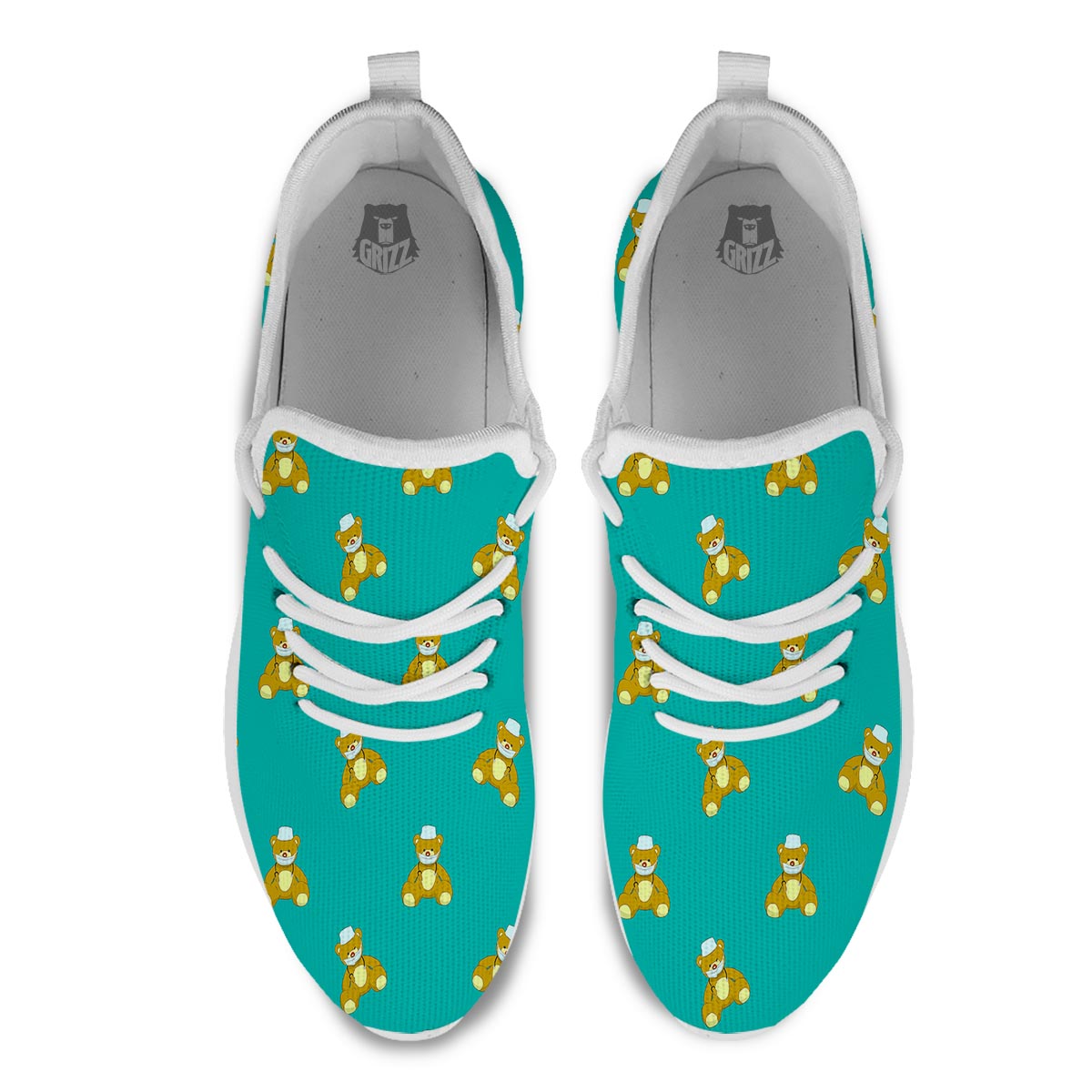 Doctor Teddy Bear Print Pattern White Athletic Shoes-grizzshop