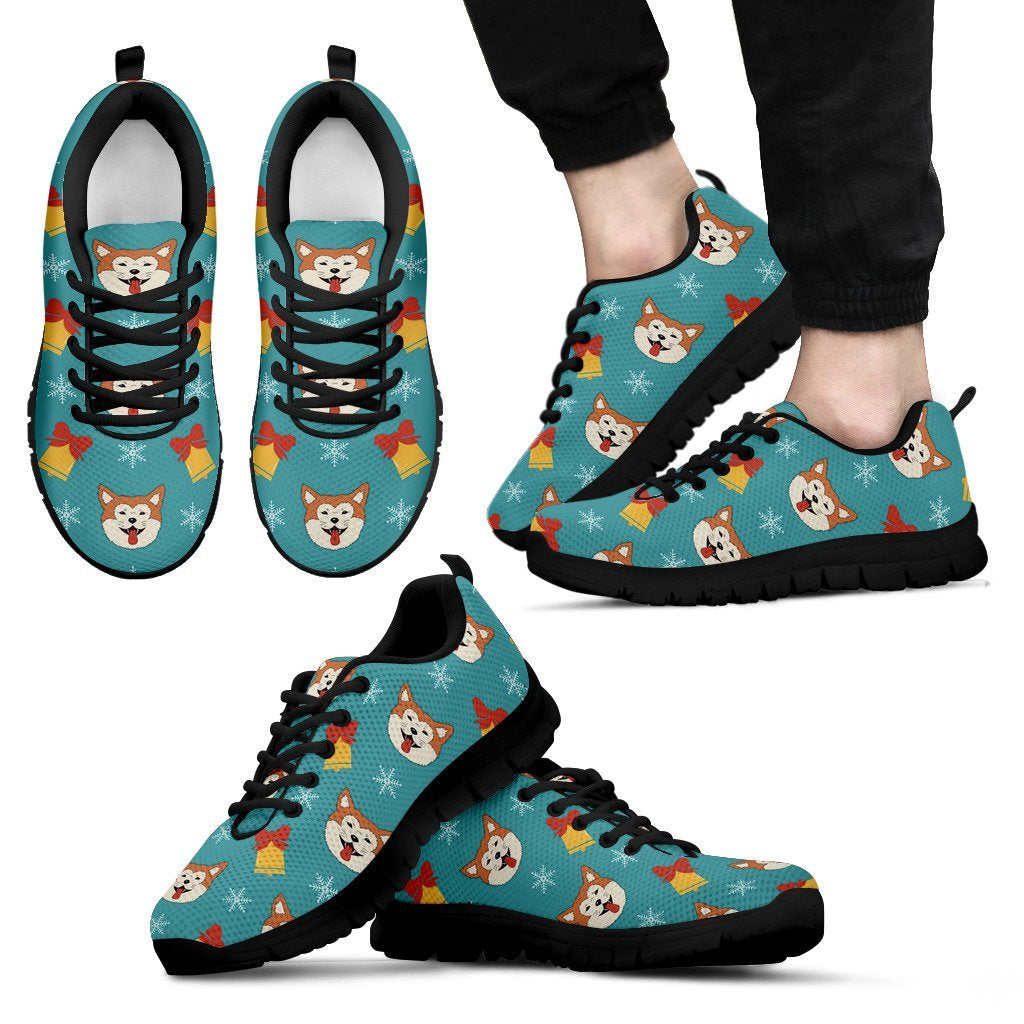 Dog Akita Pattern Print Black Sneaker Shoes For Men Women-grizzshop