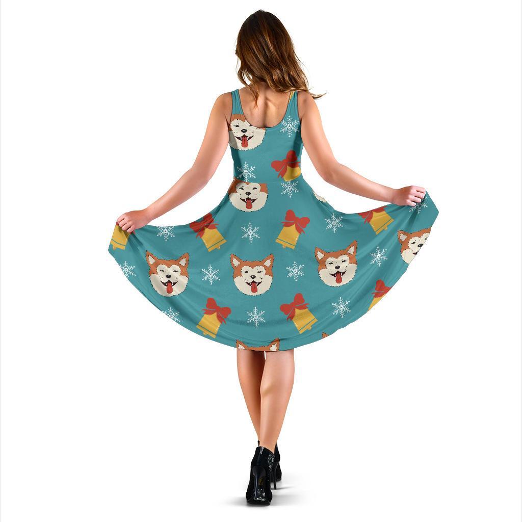 Dog Akita Pattern Print Dress-grizzshop